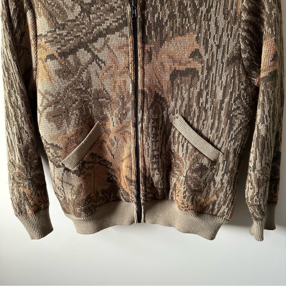 Whitewater Vintage Real Tree Camouflage Wool Sherpa Zip Up Sweater Sz L Hunting - Picture 3 of 15
